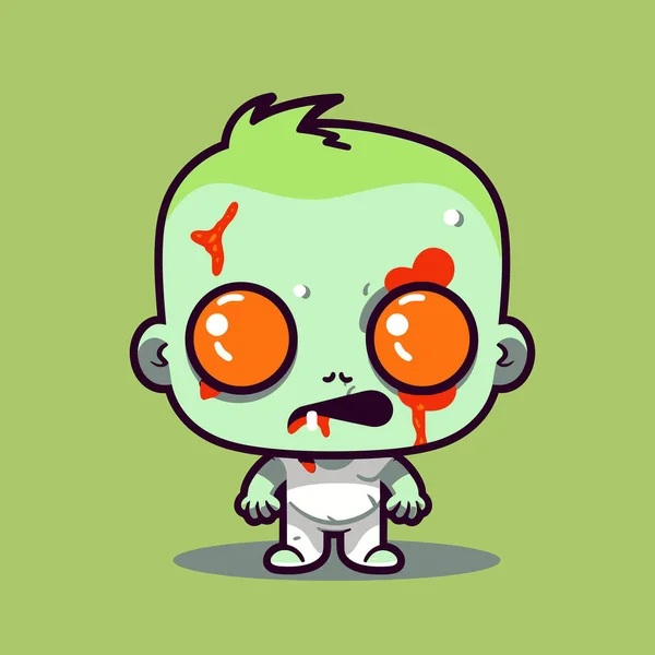Cute Kawaii Zombie Chibi Mascot Vector Cartoon Style — Stock Vector
