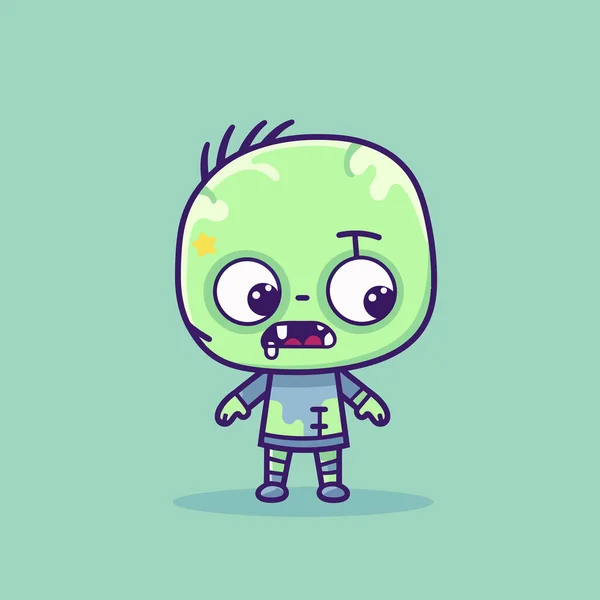 Lindo Kawaii Zombie Chibi Mascota Vector Dibujos Animados Estilo — Vector de stock