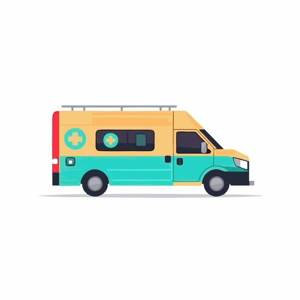 Ambulanza Auto Veicolo Medico Vettoriale Illustrazione Isolato Sfondo Bianco — Vettoriale Stock