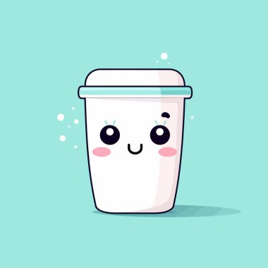 Şirin kawaii fincanı chibi maskot vektör çizgi film stili