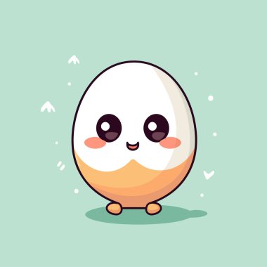 Şirin kawaii yumurtası chibi maskot vektör çizgi film stili