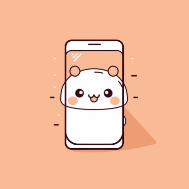 Şirin kawaii akıllı telefon chibi maskot vektör çizgi film stili