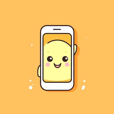Şirin kawaii akıllı telefon chibi maskot vektör çizgi film stili