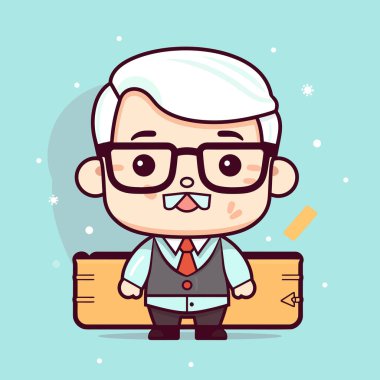 Şirin kawaii öğretmeni Chibi maskot vektör çizgi film stili