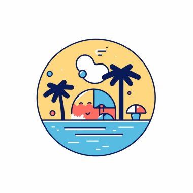 Bir dizi deniz manzarası düz sahne vektör illüstrasyon tasarımı