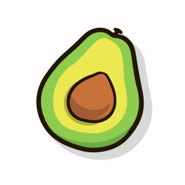 Vektör avokado çizim. Beyaz arka plan üzerinde izole bütün ve kesme avokado.
