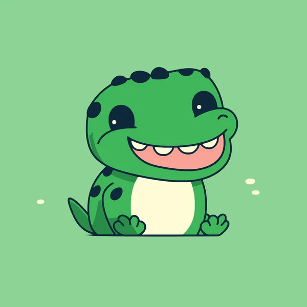 Cute Kawaii Crocodile Chibi吉祥物向量卡通风格 — 图库矢量图片