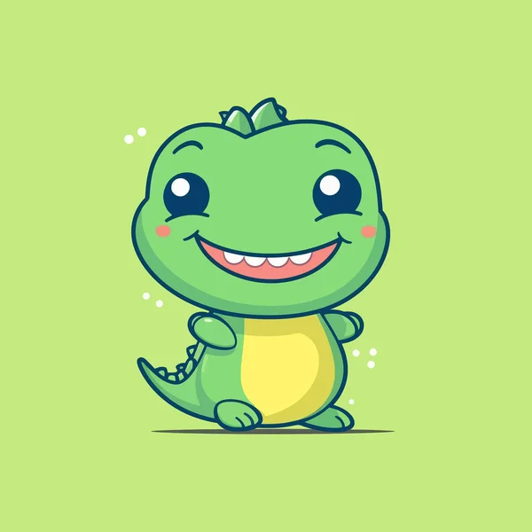 Cute Kawaii Crocodile Chibi吉祥物向量卡通风格 — 图库矢量图片
