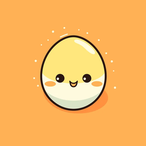 Lindo Kawaii Huevo Chibi Mascota Vector Dibujos Animados Estilo — Vector de stock