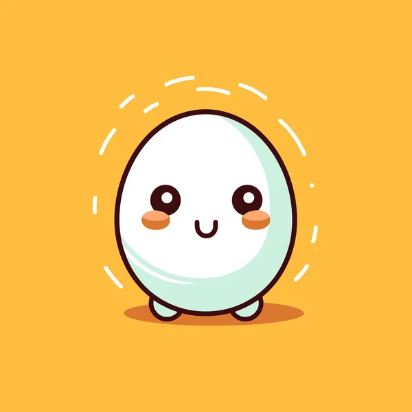 Lindo Kawaii Huevo Chibi Mascota Vector Dibujos Animados Estilo — Vector de stock