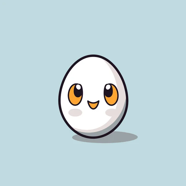 Niedliche Kawaii Egg Chibi Maskottchen Vektor Cartoon Stil — Stockvektor