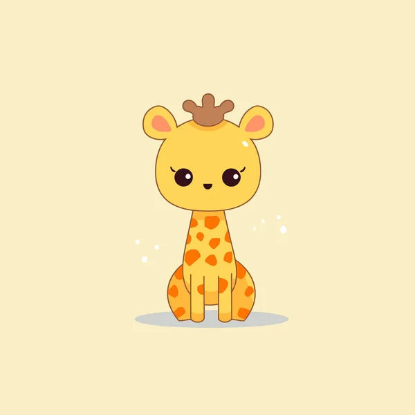 Niedliche Kawaii Giraffe Chibi Maskottchen Vektor Cartoon Stil — Stockvektor