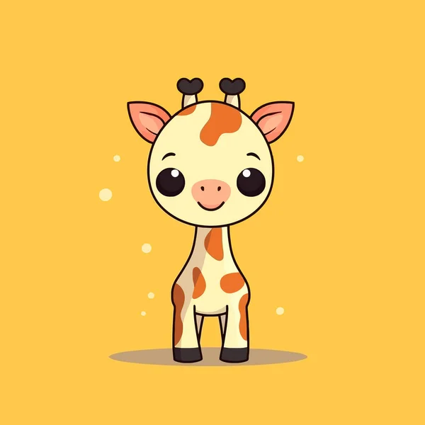 Cute Kawaii Żyrafa Chibi Wektor Maskotka Kreskówka Styl — Wektor stockowy