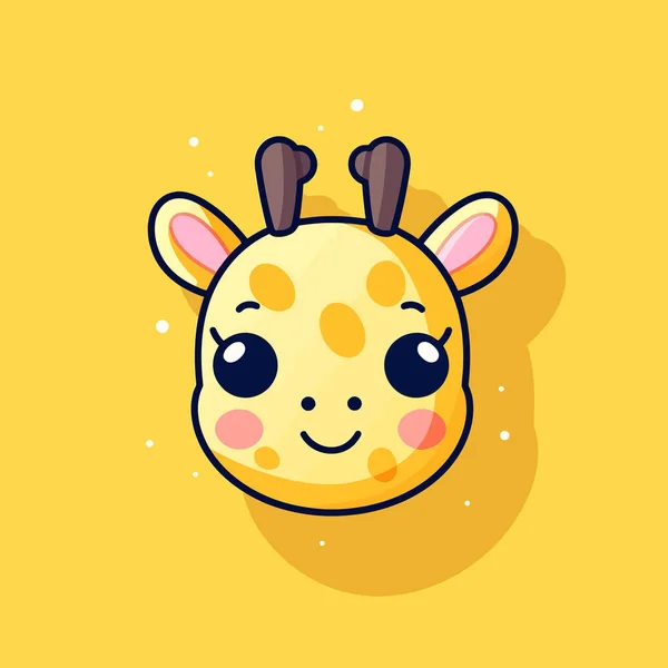 Bonito Kawaii Girafa Chibi Mascote Vetor Desenho Animado Estilo — Vetor de Stock