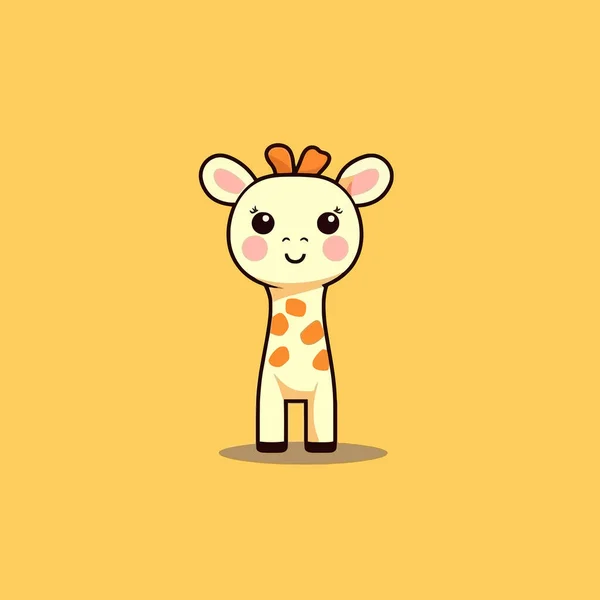 Mignon Kawaii Girafe Chibi Mascotte Vecteur Dessin Animé Style — Image vectorielle