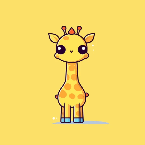 Cute Kawaii Giraffe Chibi吉祥物向量卡通风格 — 图库矢量图片