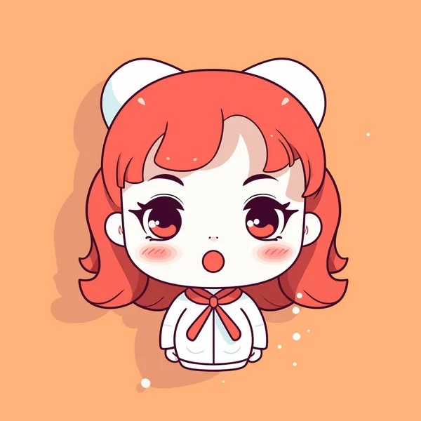 Cute Kawaii Girl Chibi Mascot Vector 스타일 — 스톡 벡터