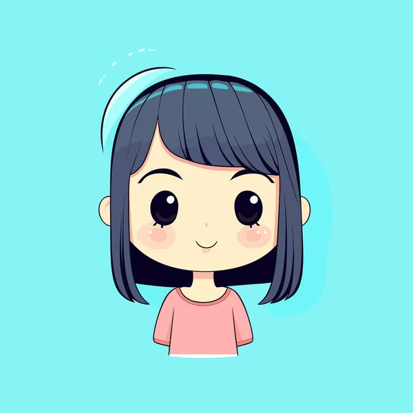 Cute Kawaii Girl Chibi Mascot Vector Cartoon Style — Stock Vector