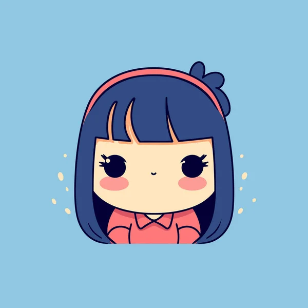 Cute Kawaii Girl Chibi Mascot Vector Cartoon Style — 图库矢量图片