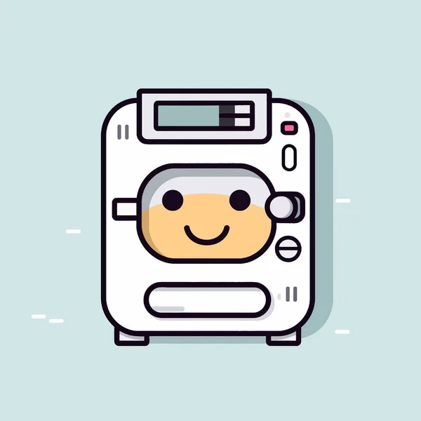 Cute Kawaii洗衣机Chibi吉祥物向量卡通风格 — 图库矢量图片