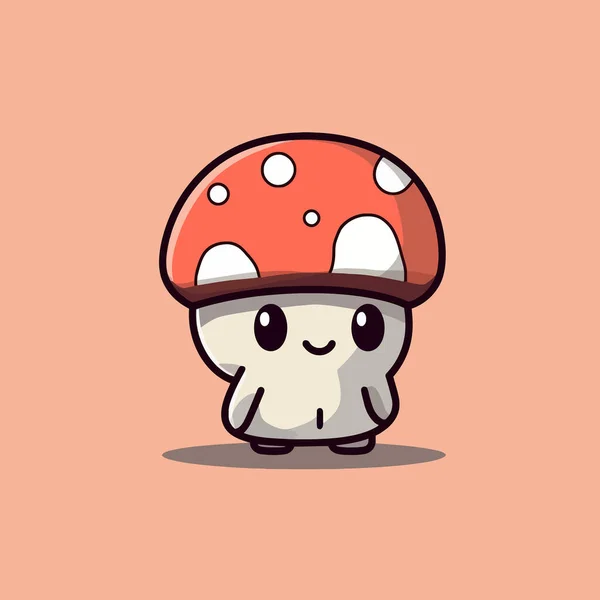 Cute Kawaii Mushroom Chibi Mascot Vector卡通风格 — 图库矢量图片