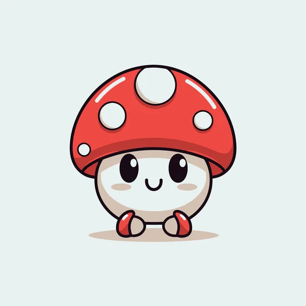 Cute Kawaii Mushroom Chibi Mascot Vector Cartoon Style — Stock Vector