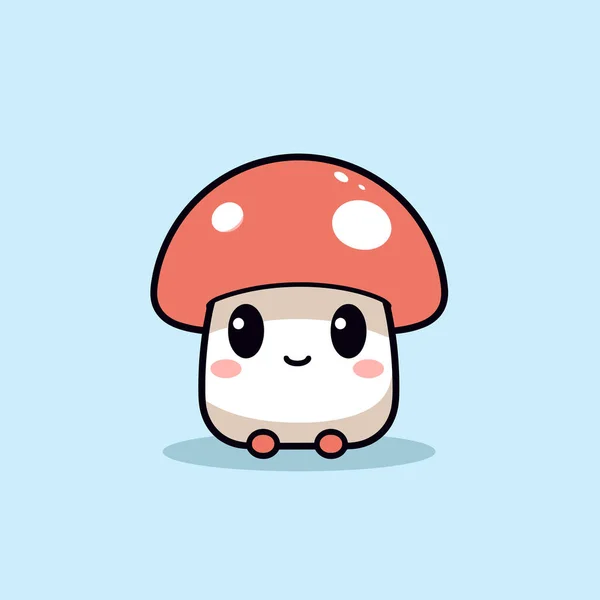 Cute Kawaii Mushroom Chibi Mascot Vector Cartoon Style — 스톡 벡터