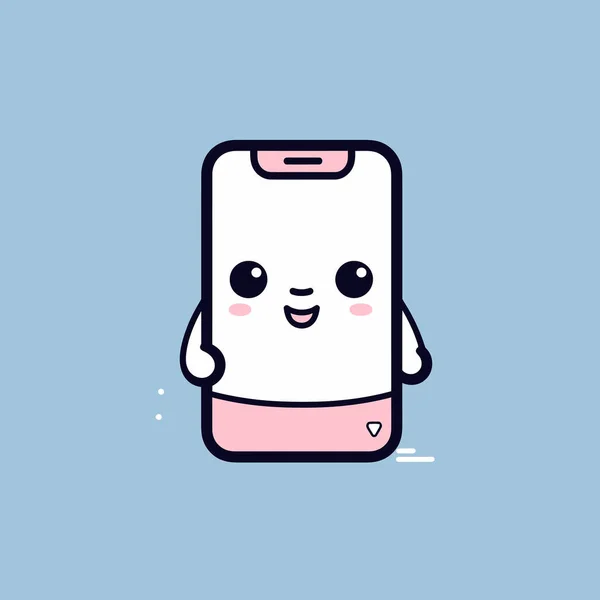 Cute Kawaii智能手机Chibi吉祥物向量卡通风格 — 图库矢量图片