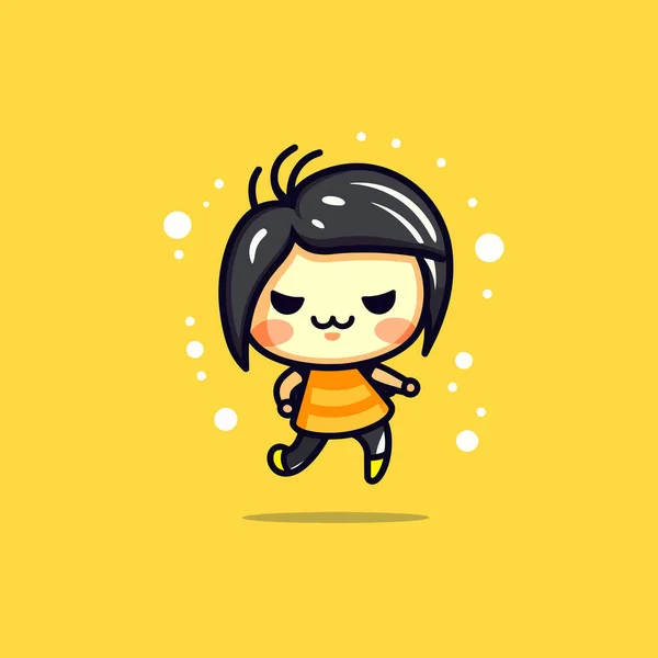 Cute Kawaii Zumba Chibi Mascot Vector Cartoon Style — Stock Vector