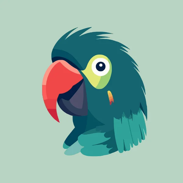 Cute Papagaio Mascote Vetor Desenho Animado Estilo —  Vetores de Stock