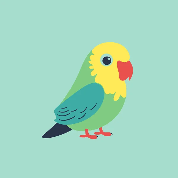 Cute Papagaio Mascote Vetor Desenho Animado Estilo —  Vetores de Stock