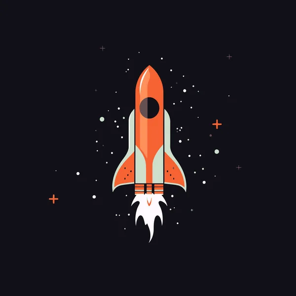 Cohete Espacial Vector Dibujos Animados Estilo Plano — Vector de stock
