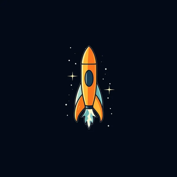 Spacecraft Rocket Vector Cartoon Flat Style — Stock Vector