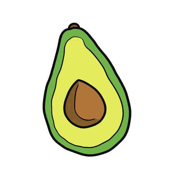 Vectorillustratie Avocado Hele Geknipte Avocado Geïsoleerd Witte Achtergrond — Stockvector