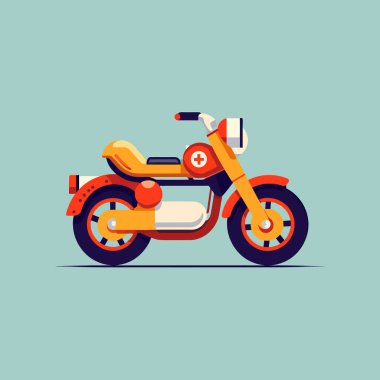 Motosiklet vektör çizimi. Birçok detay içeren yarım yamalak motosiklet