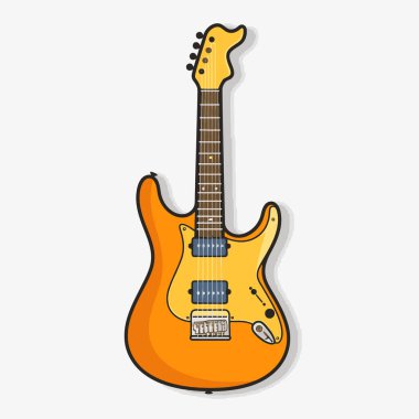 Elektro gitar düz vektör çizimi. Rock müzik enstrümanı