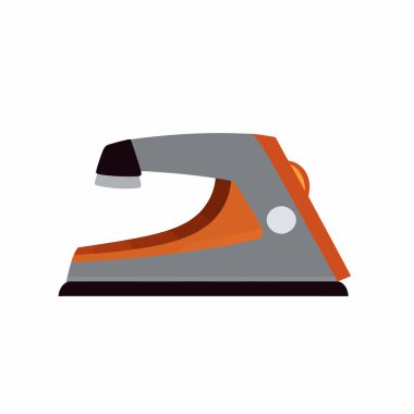 Arka planda izole edilmiş modern minimalist demir vektörü. Basit bir demir ikonu. Yumuşak demir taşıyıcı. Giysiler için ev işi ekipmanları. Elektronik ev aletleri vektör çizimi