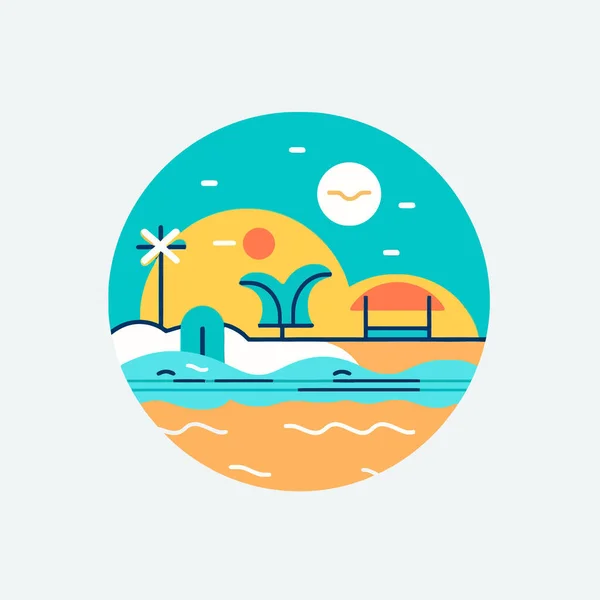Set Sea Scape Flat Scenes Vector Illustration Design — Stock Vector