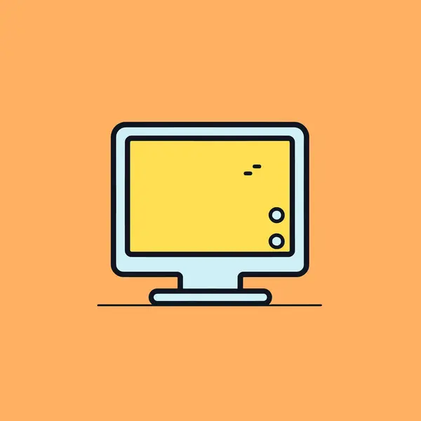 Monitor Del Computer Schermo Isolato Sfondo Arancione Illustrazione Vettoriale — Vettoriale Stock