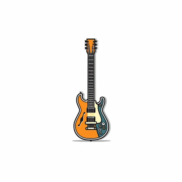 Elektromos Gitár Lapos Vektor Illusztráció Rock Hangszer — Stock Vector
