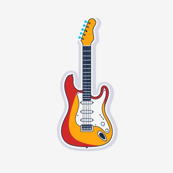 Chitarra Elettrica Vettoriale Piatto Illustrazione Strumento Musicale Rock — Vettoriale Stock