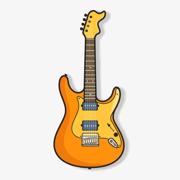 电吉他平面矢量插图 摇滚音乐仪器 — 图库矢量图片