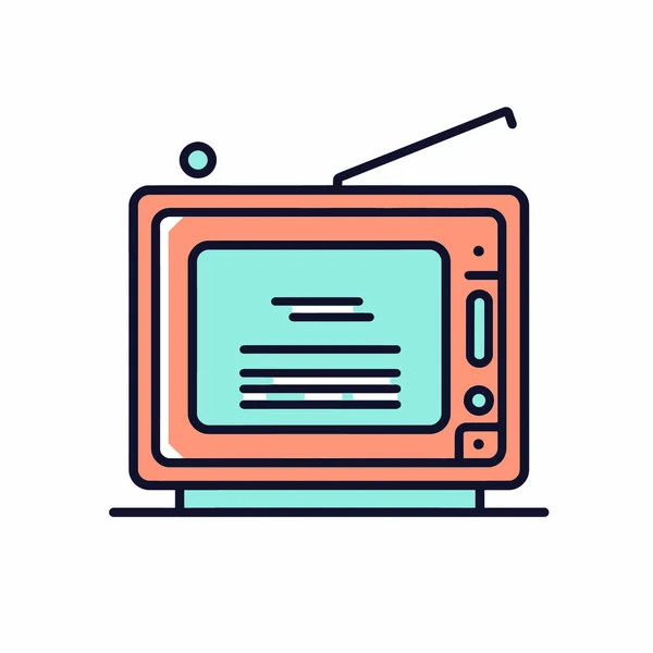 Ретро Телевизор Плоский Оранжевый Телевизор Символом Антенны Символ Знак Изолирован — стоковый вектор