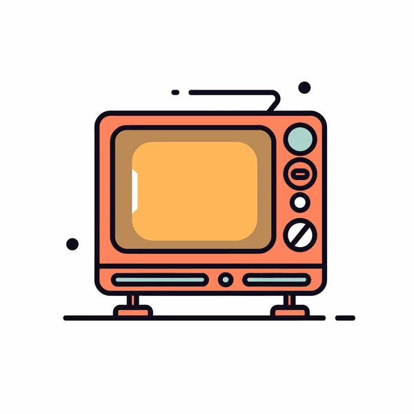 Retro Plochá Televize Symbolem Ikony Antény Izolované Bílém Pozadí Obrázek — Stockový vektor