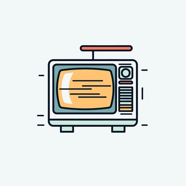 Retro Set Plochá Oranžová Barevná Televize Symbolem Ikony Antény Izolované — Stockový vektor