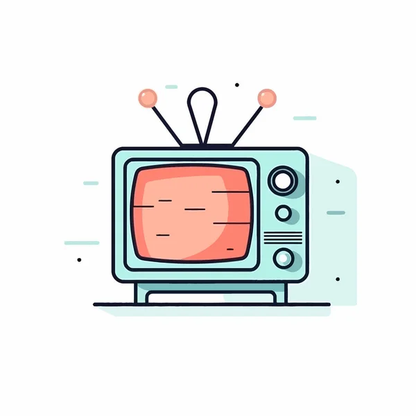 Retro Set Plochá Oranžová Barevná Televize Symbolem Ikony Antény Izolované — Stockový vektor