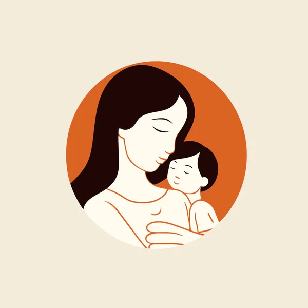 Ilustracja Wektora Matki Trzymającej Syna Ramionach Szczęśliwego Dnia Matki Kartka — Wektor stockowy