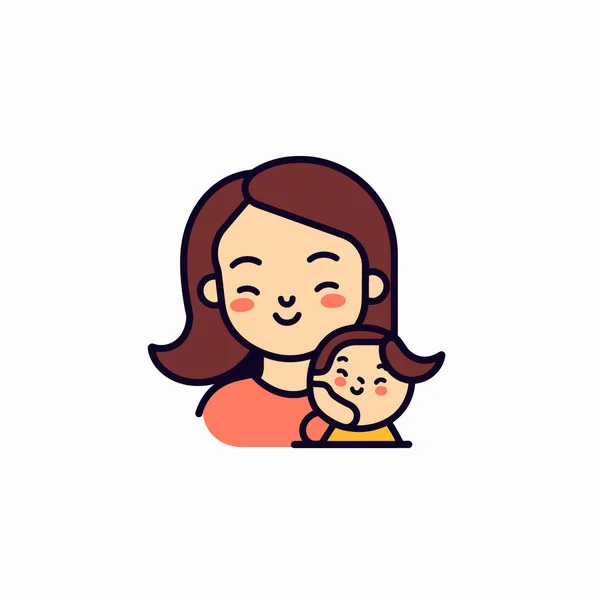 Vector Illustration Mother Holding Baby Son Arms Happy Mother Day — Stock Vector