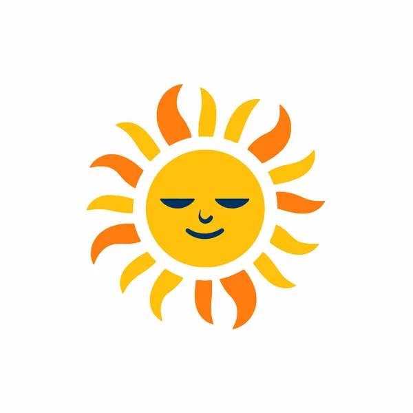 Funny Sun Icon Illustration Isolated White Background Flat Style Vector — Stock Vector