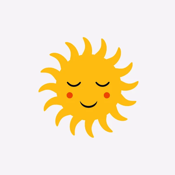 Αστεία Απεικόνιση Εικονίδιο Του Ήλιου Απομονώνονται Λευκό Φόντο Επίπεδο Στυλ — Διανυσματικό Αρχείο